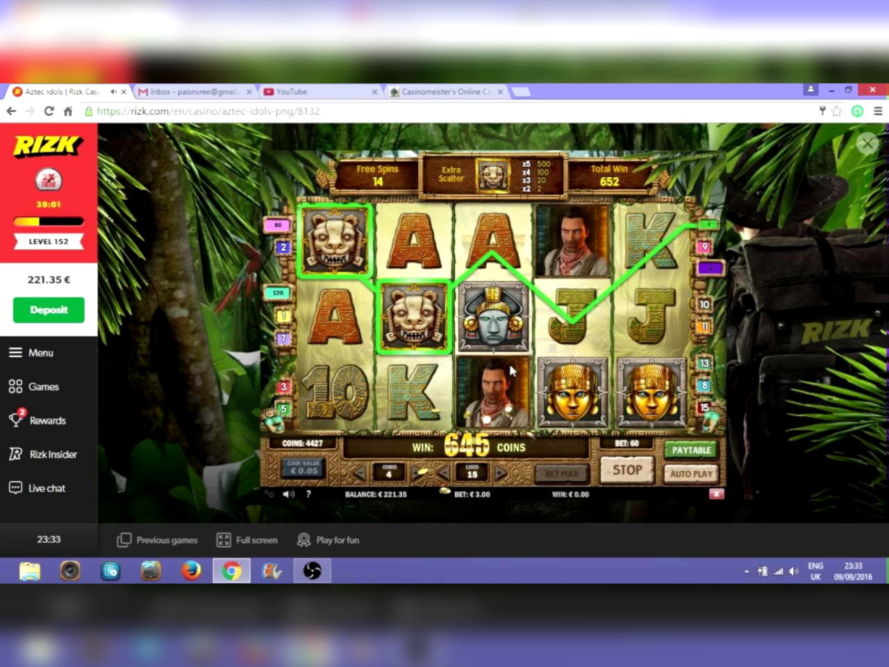 Eur 270 Kasinobrikke hos Euro Palace Casino